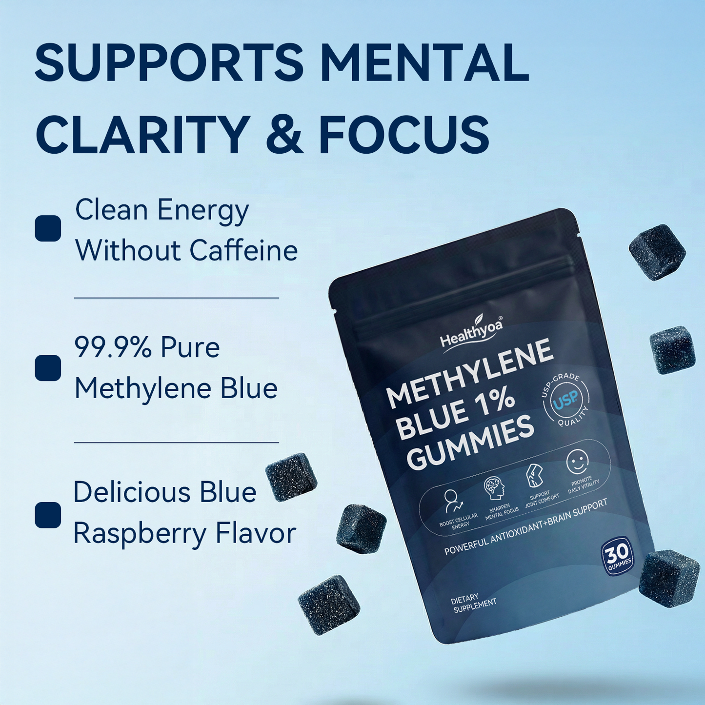 Methylene Blue Gummies.Support Arthritis.Stroke.Neuropathy.Fast acting Pain relief.Sugar-free.No side effects.