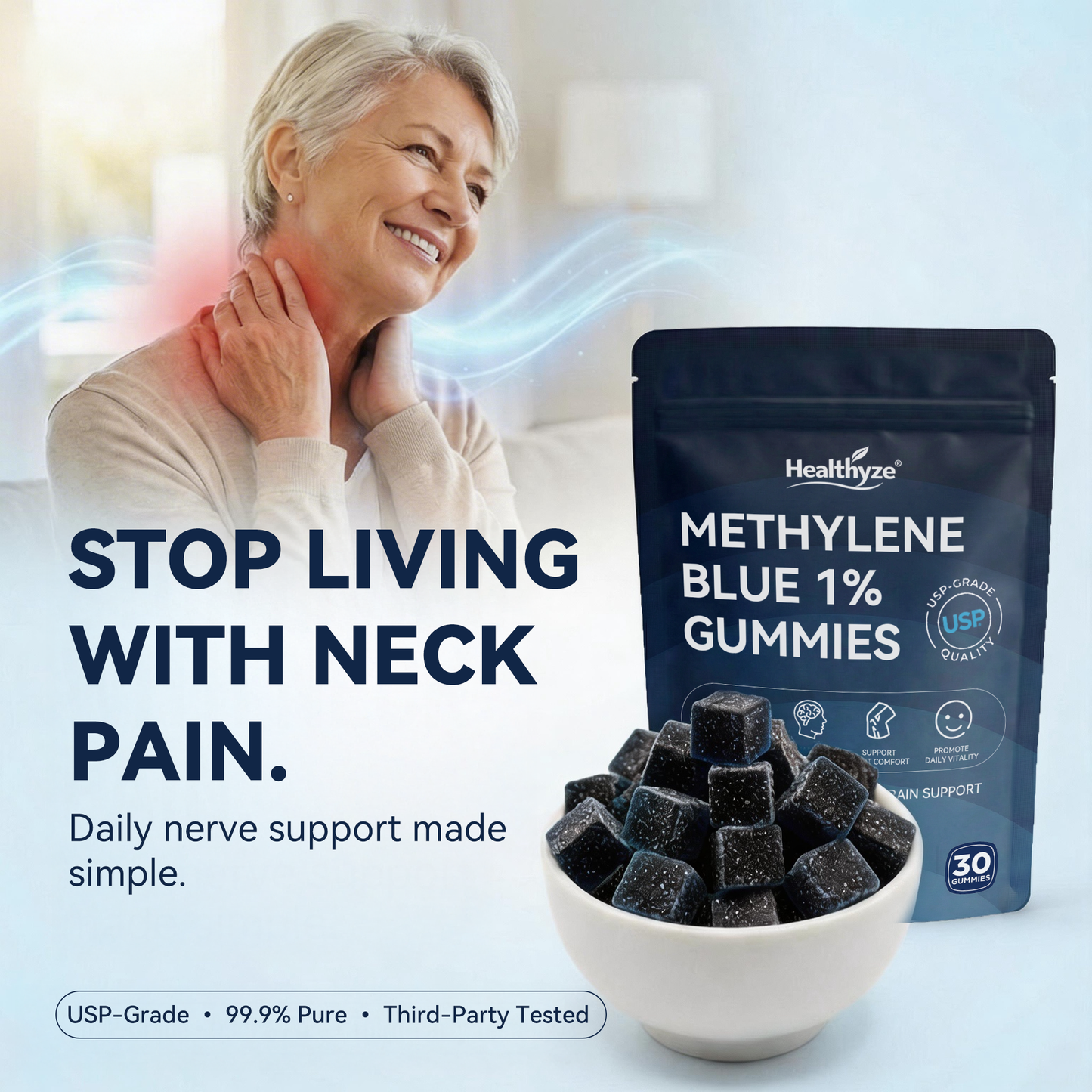 Methylene Blue Gummies.Support Arthritis.Stroke.Neuropathy.Fast acting Pain relief.Sugar-free.No side effects.