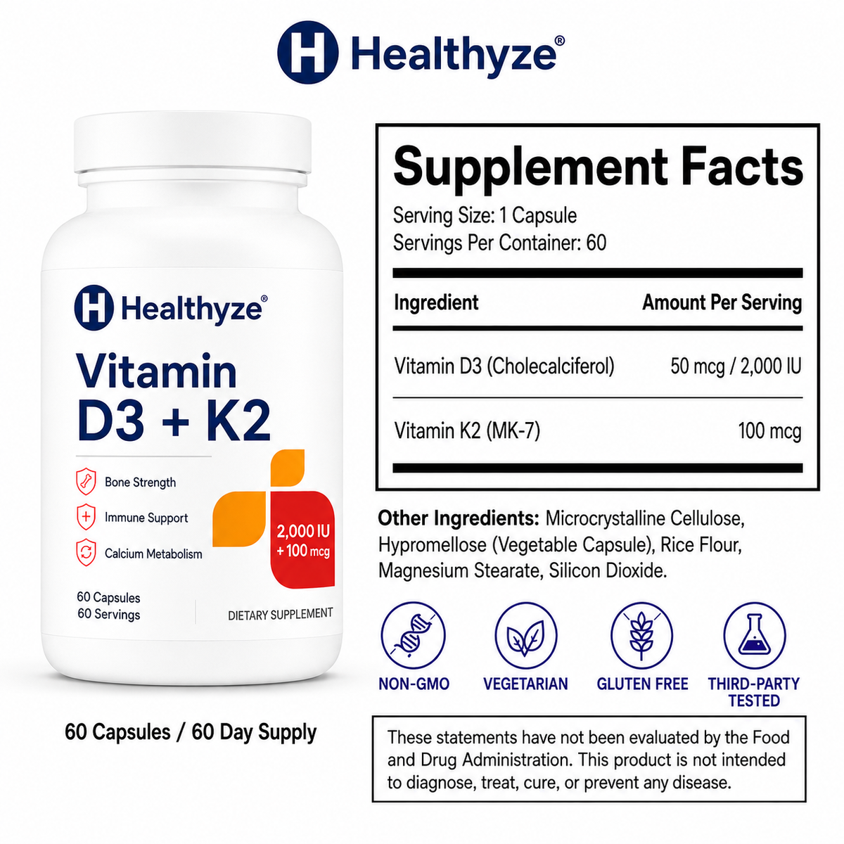 Healthyze Vitamin D3 + K2
