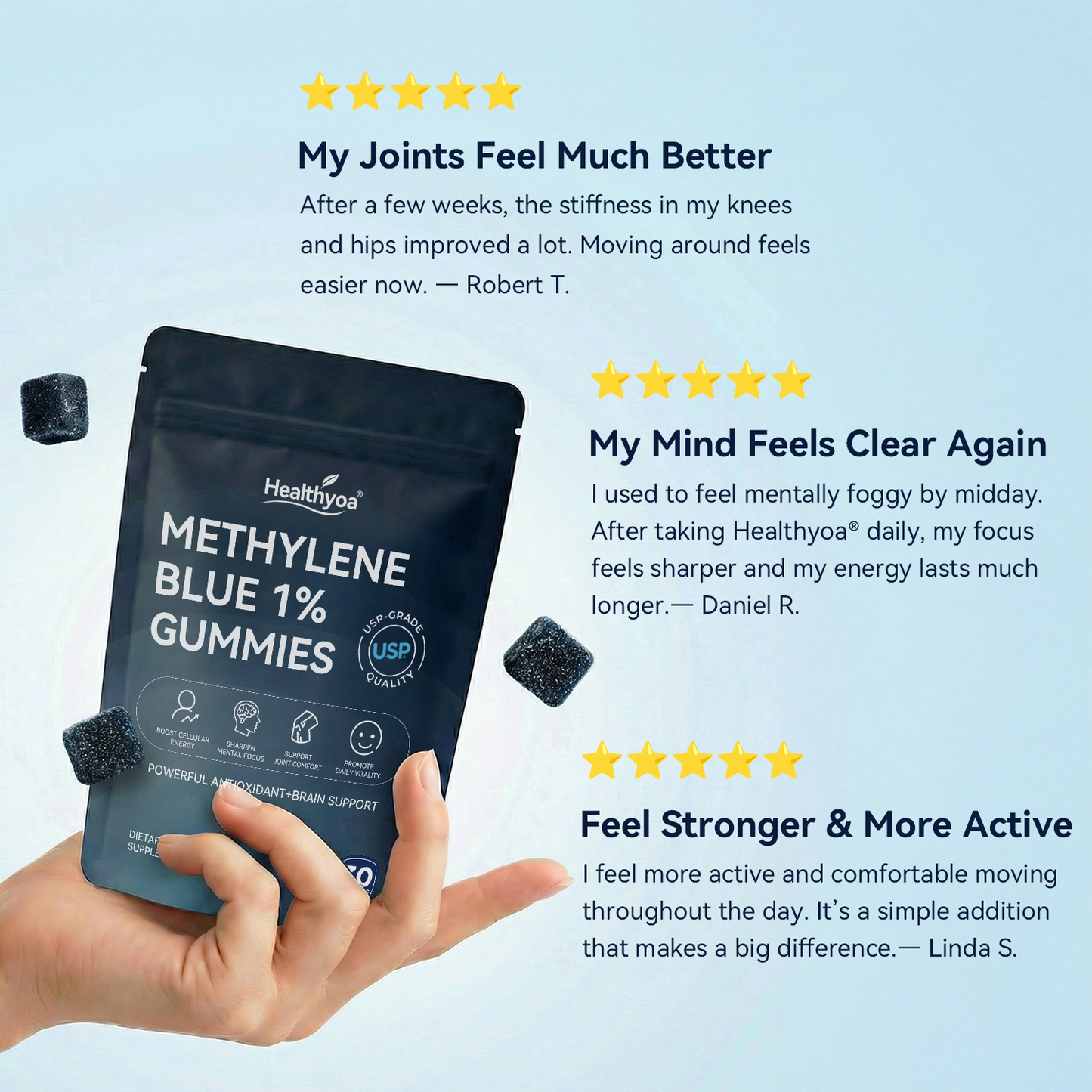 Methylene Blue Gummies.Support Arthritis.Stroke.Neuropathy.Fast acting Pain relief.Sugar-free.No side effects.