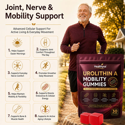 Urolithin A Mobility Gummies — Joint Comfort, Nerve Health & Cellular Energy Support | Move Easier. Feel Stronger. Live Freer. 💎 Save 40% Today
