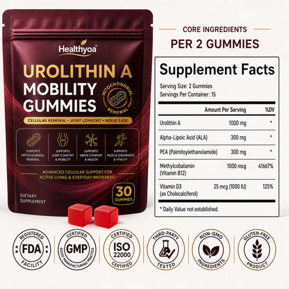 Urolithin A Mobility Gummies — Joint Comfort, Nerve Health & Cellular Energy Support | Move Easier. Feel Stronger. Live Freer. 💎 Save 40% Today